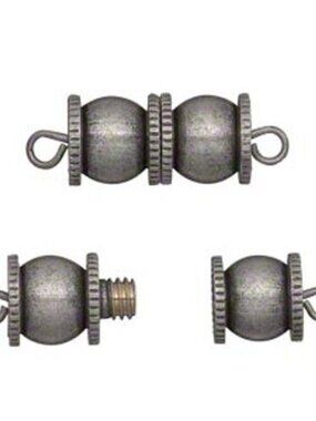 Art Deco Antiqued Silver Large Double Ball Barrel Screw Large Necklace Clasp